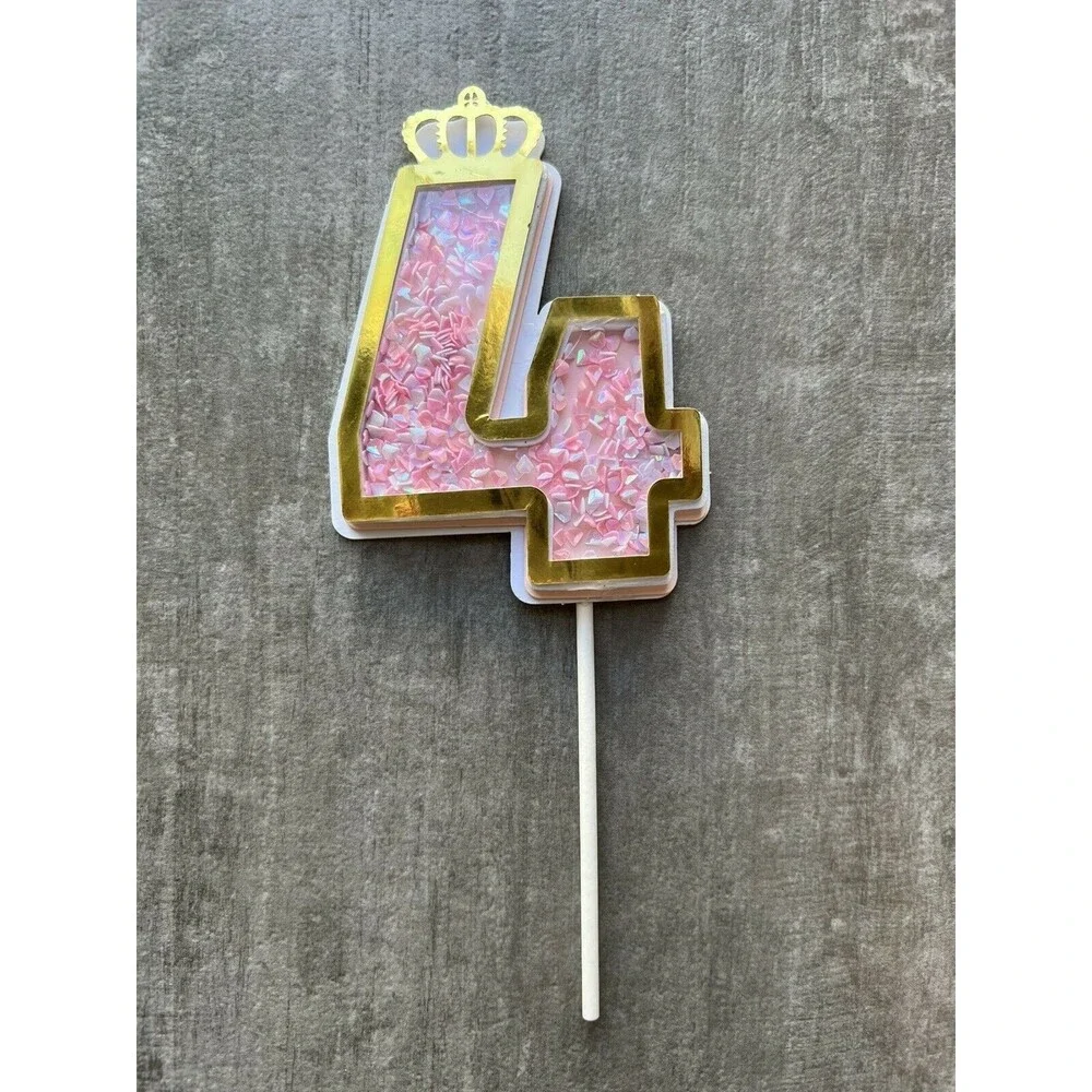 Los Angeles Boutique 4th Birthday Cake Cupcake Topper Gold Boho Crown Confetti